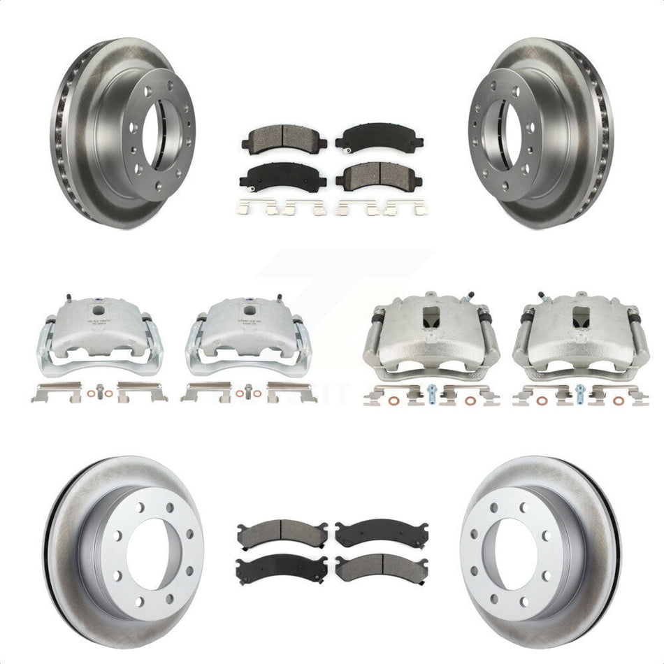 Front Rear Disc Brake Caliper Coated Rotors And Semi-Metallic Pads Kit (10Pc) For Chevrolet Express 2500 GMC Savana KCG-100870S by Transit Auto