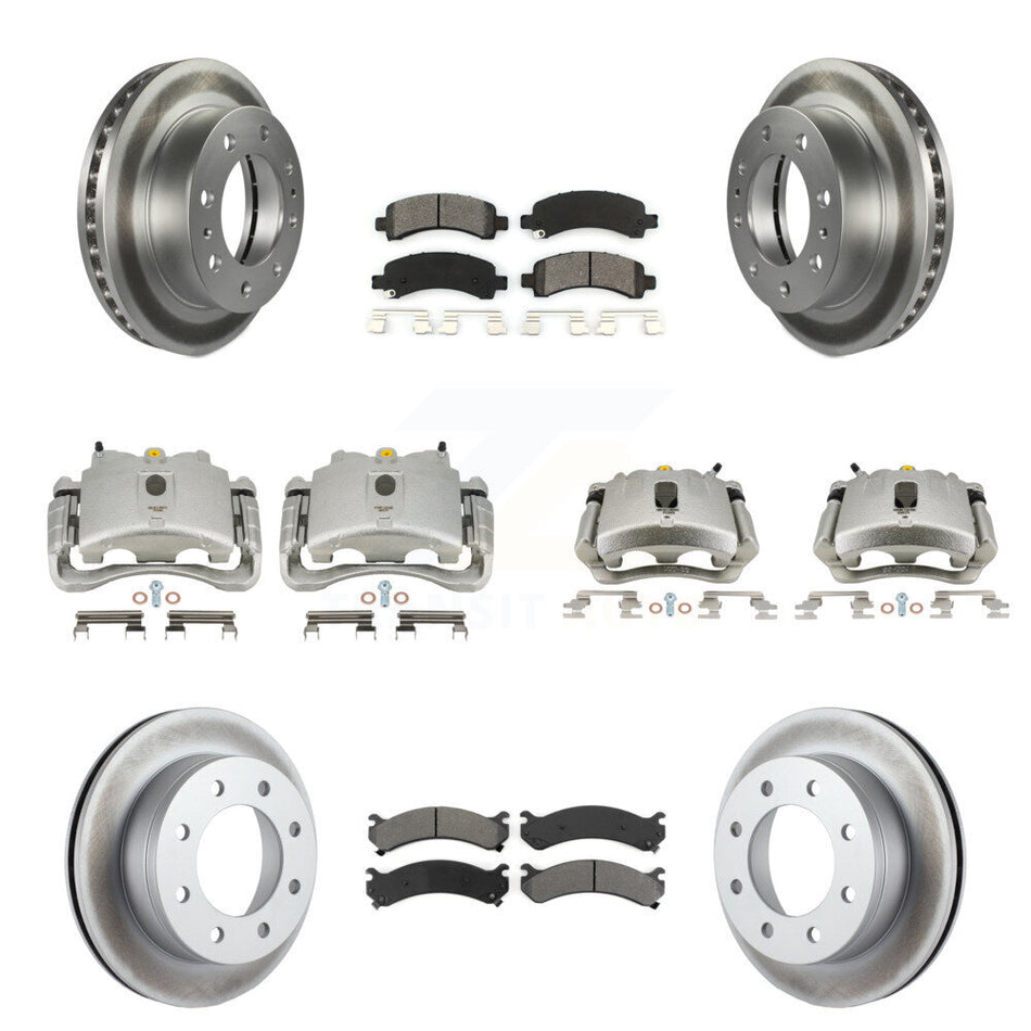 Front Rear Disc Brake Caliper Coated Rotors And Semi-Metallic Pads Kit (10Pc) For Chevrolet Express 2500 GMC Savana KCG-100870S