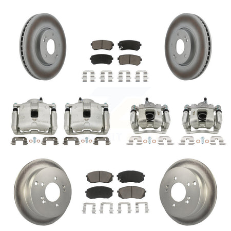 Front Rear Disc Brake Caliper Coated Rotors And Ceramic Pads Kit (10Pc) For Kia Sportage KCG-100871C
