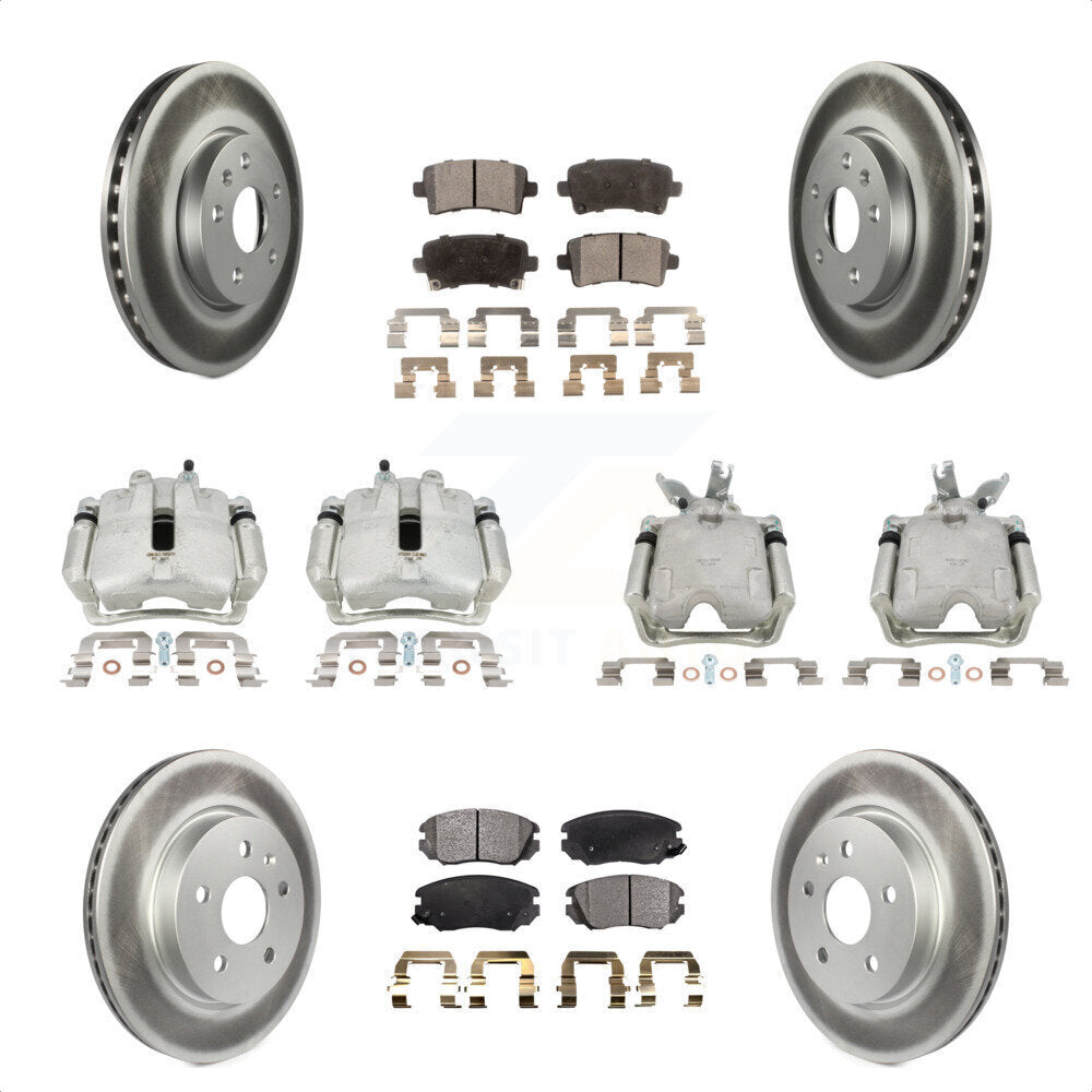 Front Rear Disc Brake Caliper Coated Rotors And Semi-Metallic Pads Kit (10Pc) For 2014-2015 Chevrolet Malibu 2.0L with Turbocharged With 17" Factory Wheels KCG-100871P by Transit Auto