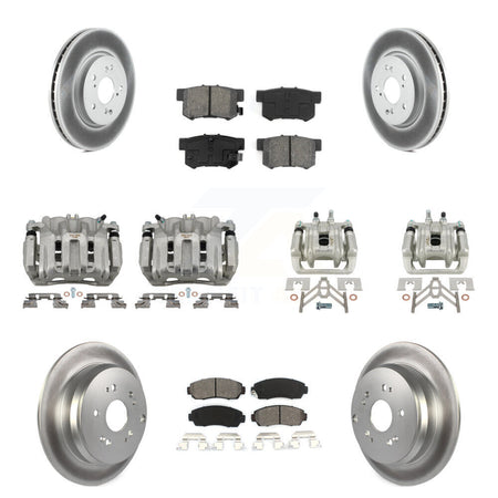 Front Rear Disc Brake Caliper Coat Rotors And Semi-Metallic Pad Kit (10Pc) For Acura RDX KCG-100874S