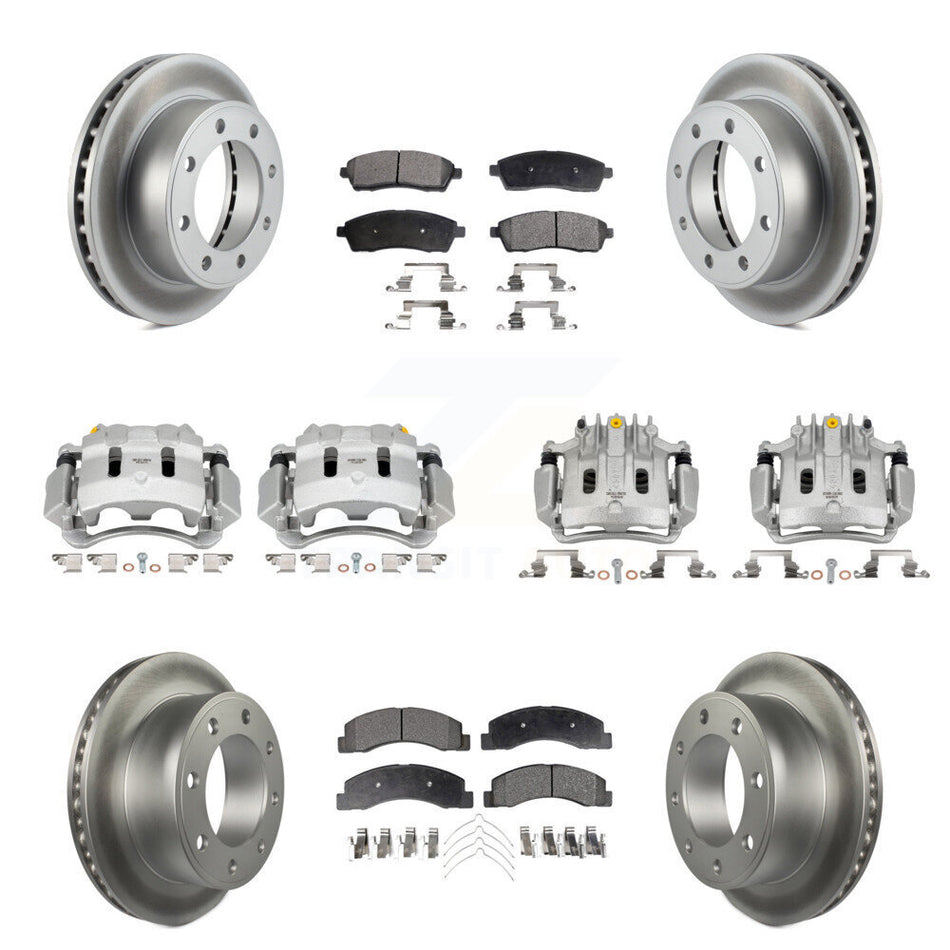 Front Rear Brake Caliper Coat Rotors & Semi-Metallic Pad Kit (10Pc) For Ford F-250 Super KCG-100875P