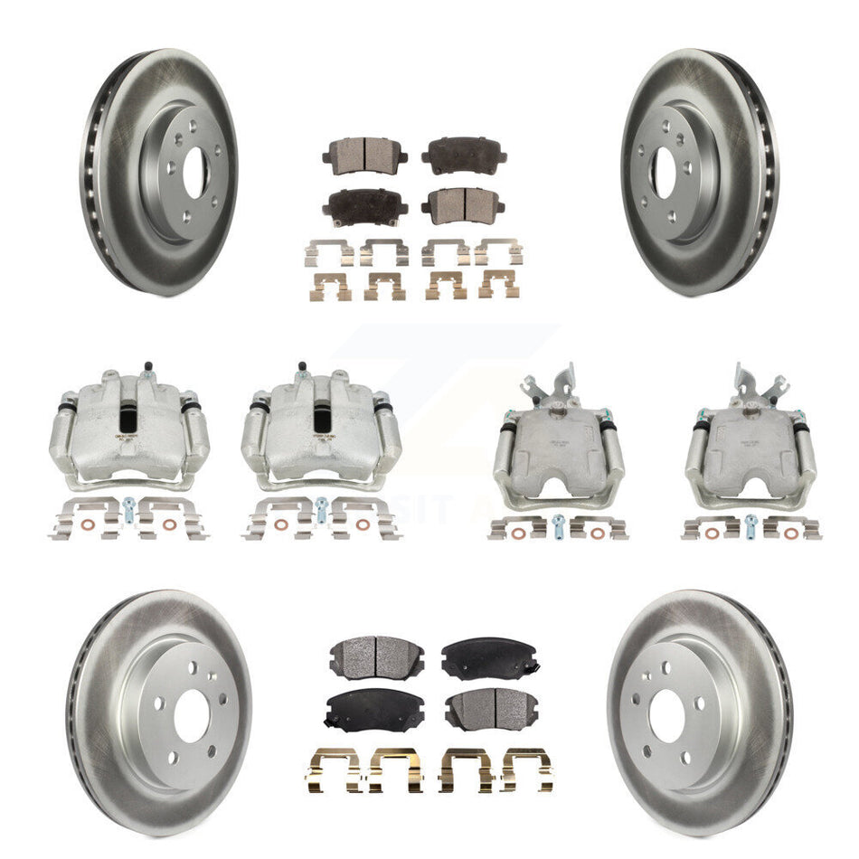 Front Rear Disc Brake Caliper Coated Rotors And Ceramic Pads Kit (10Pc) For Buick LaCrosse Allure KCG-100875T