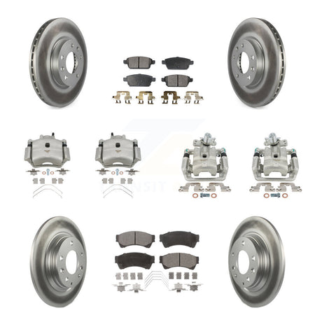 Front Rear Brake Caliper Coat Rotor Semi-Metallic Pad Kit (10Pc) For Ford Fusion Mazda 6 KCG-100876P