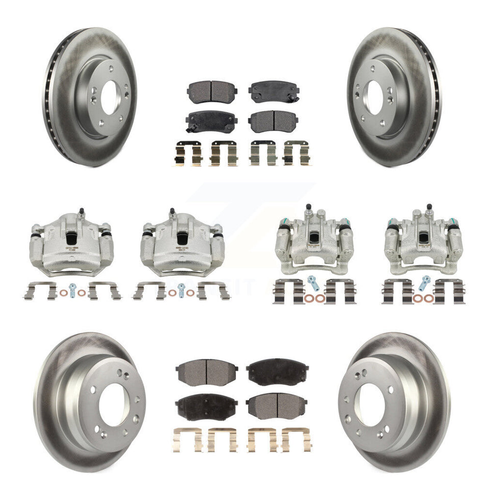 Front Rear Brake Caliper Coat Rotors & Ceramic Pad Kit (10Pc) For Hyundai Tucson Kia FWD KCG-100876T