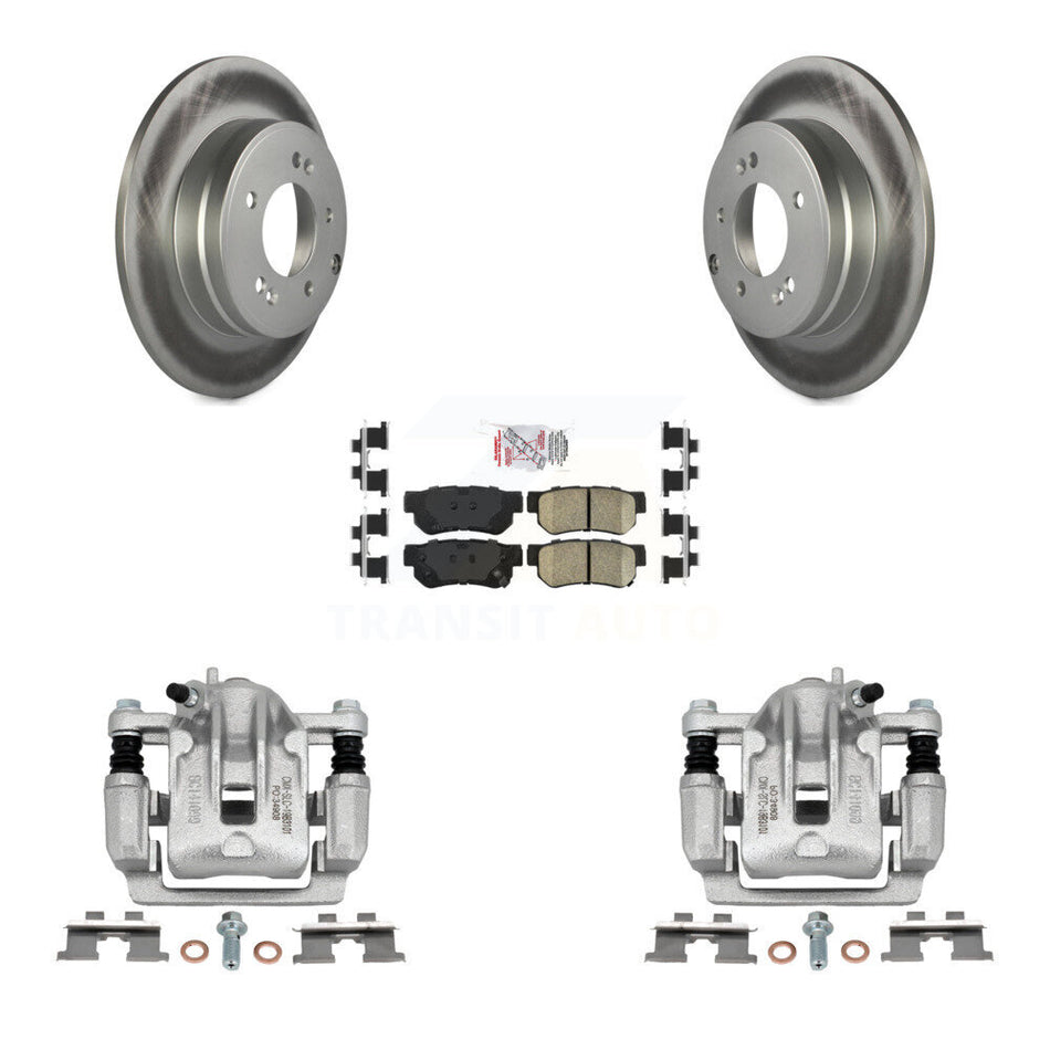 Rear Disc Brake Caliper Coated Rotors And Ceramic Pads Kit For 2006 Hyundai Sonata 3.3L To 03 06 KCG-100877N