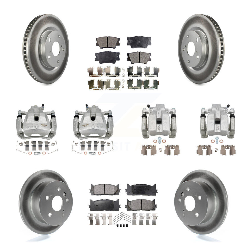 Front Rear Brake Caliper Coat Rotors Semi-Metallic Pad Kit (10Pc) For Toyota Camry Lexus KCG-100877P