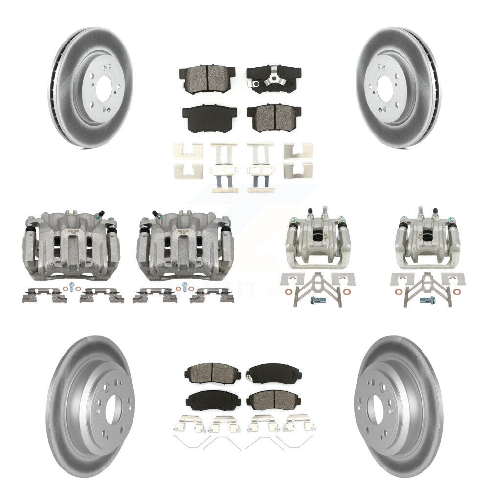 Front Rear Disc Brake Caliper Coated Rotors And Semi-Metallic Pads Kit (10Pc) For KCG-100877S
