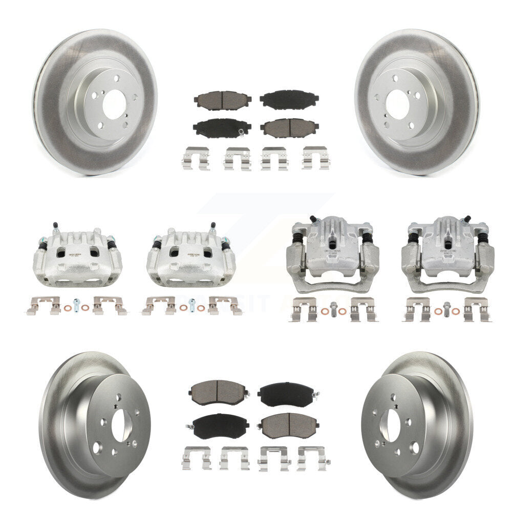Front Rear Disc Brake Caliper Coat Rotor & Ceramic Pad Kit (10Pc) For Subaru Forester XV KCG-100878C