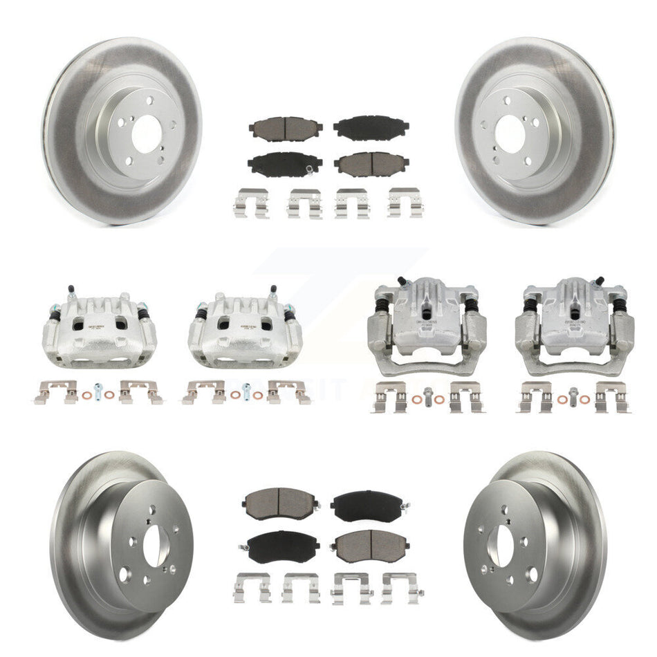 Front Rear Disc Brake Caliper Coat Rotor & Ceramic Pad Kit (10Pc) For Subaru Forester XV KCG-100878C