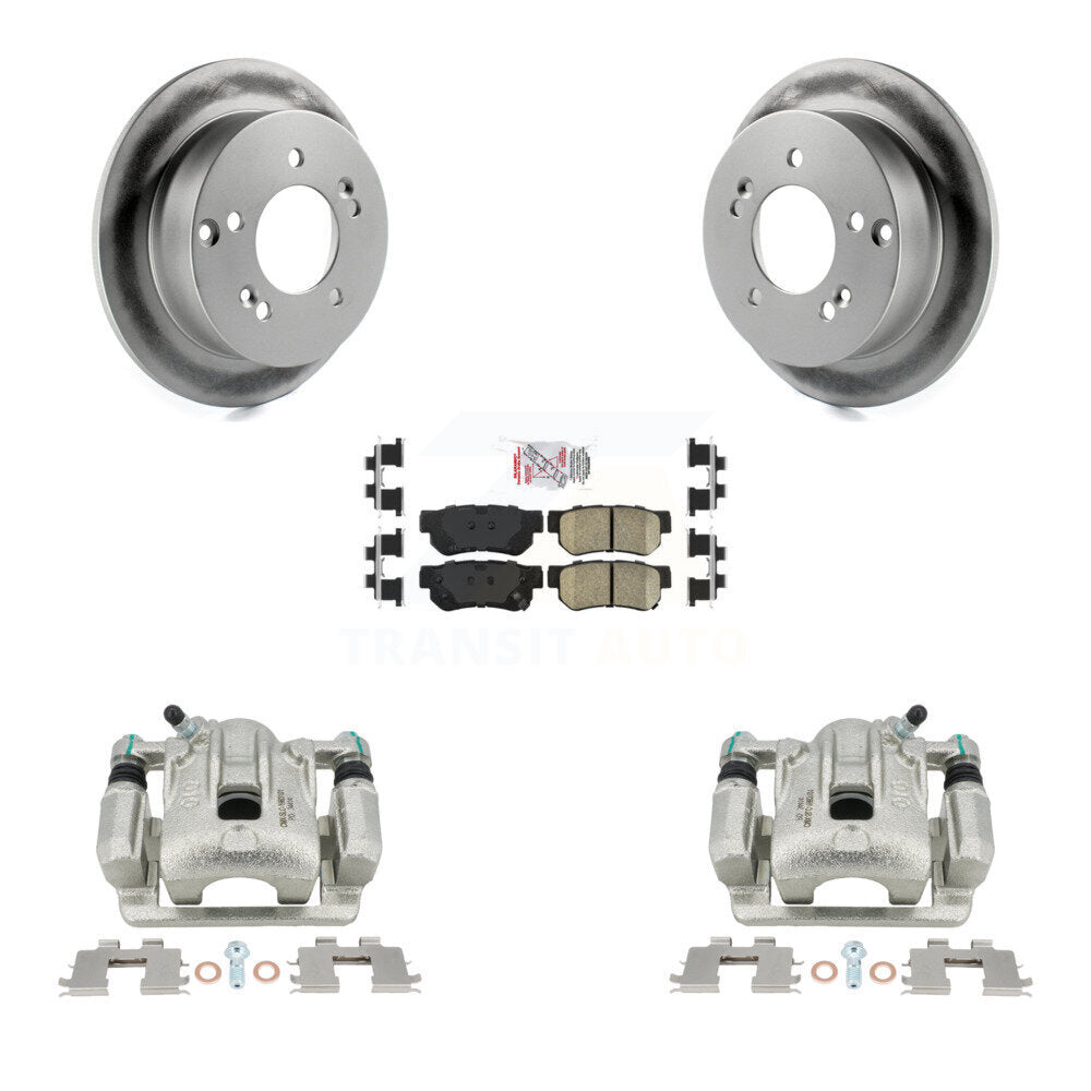 Rear Disc Brake Caliper Coated Rotors And Ceramic Pads Kit For Hyundai Sonata Kia Optima Magentis KCG-100878N by Transit Auto