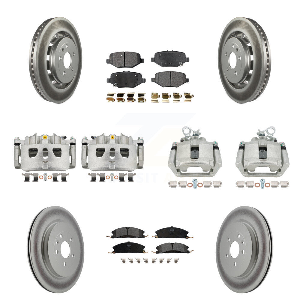 Front Rear Brake Caliper Coat Rotors Semi-Metallic Pad Kit (10Pc) For Ford Explorer Flex KCG-100878P