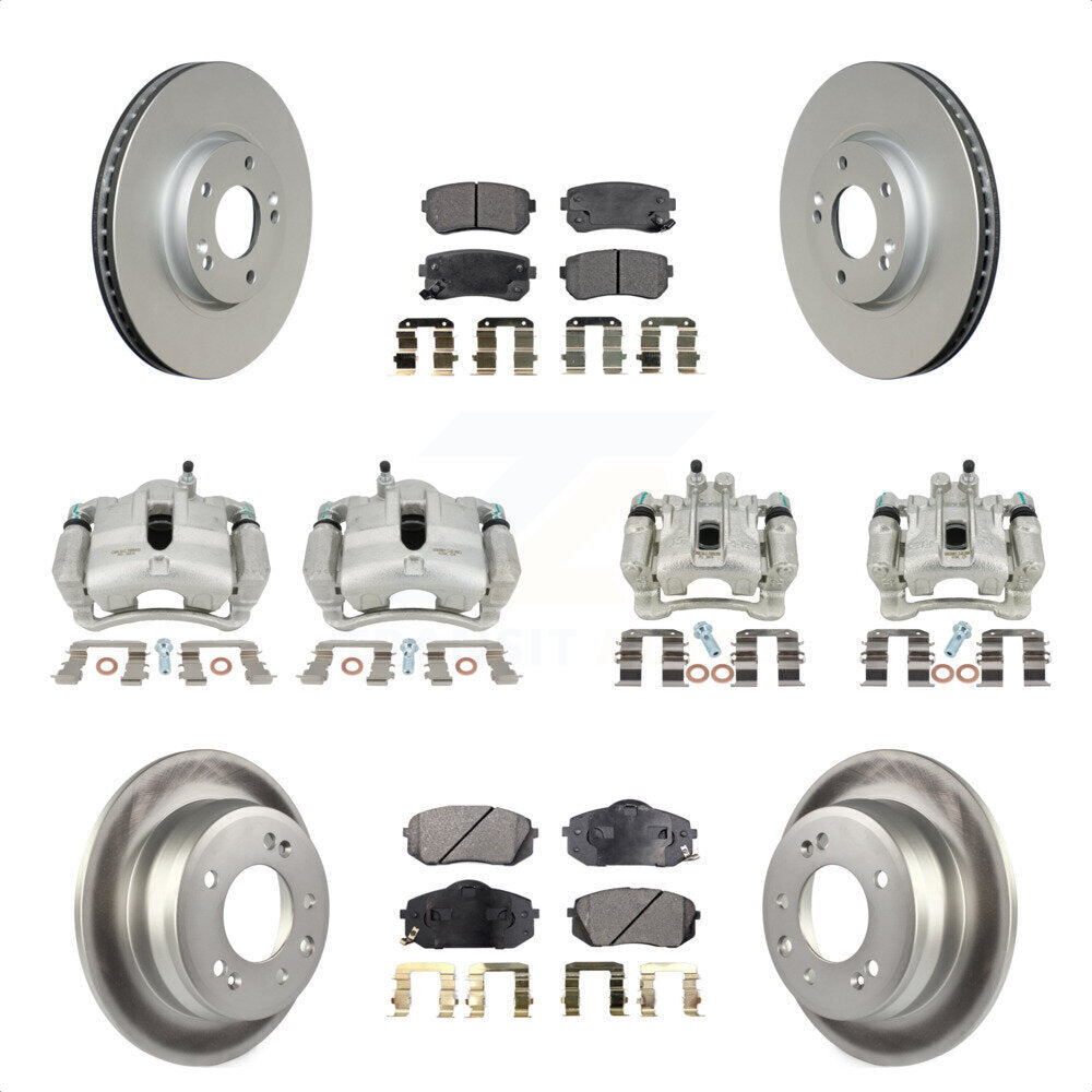 Front Rear Disc Brake Caliper Coated Rotors And Ceramic Pads Kit (10Pc) For Kia Sportage Hyundai Tucson KCG-100878T by Transit Auto