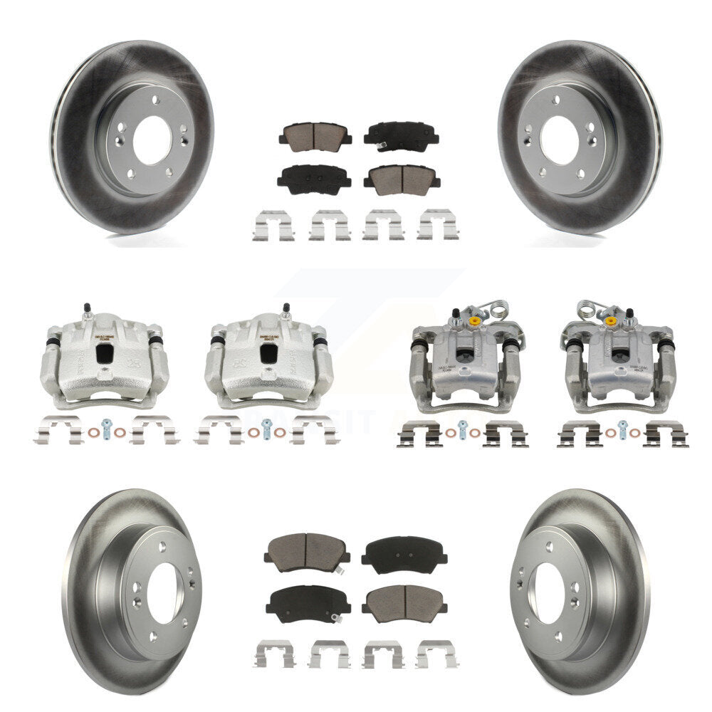 Front Rear Disc Brake Caliper Coat Rotors And Ceramic Pad Kit (10Pc) For Hyundai Elantra KCG-100879C