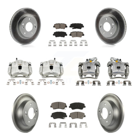Front Rear Disc Brake Caliper Coat Rotors And Ceramic Pad Kit (10Pc) For Hyundai Elantra KCG-100879C