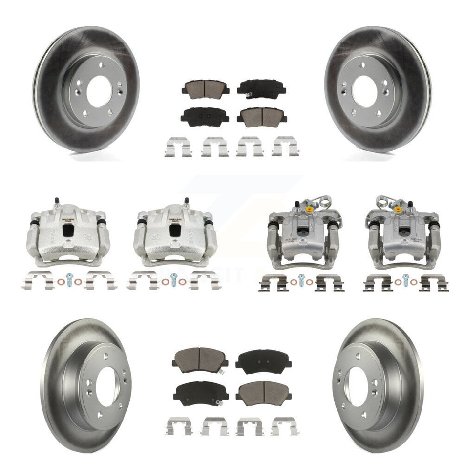 Front Rear Disc Brake Caliper Coat Rotors And Ceramic Pad Kit (10Pc) For Hyundai Elantra KCG-100879C