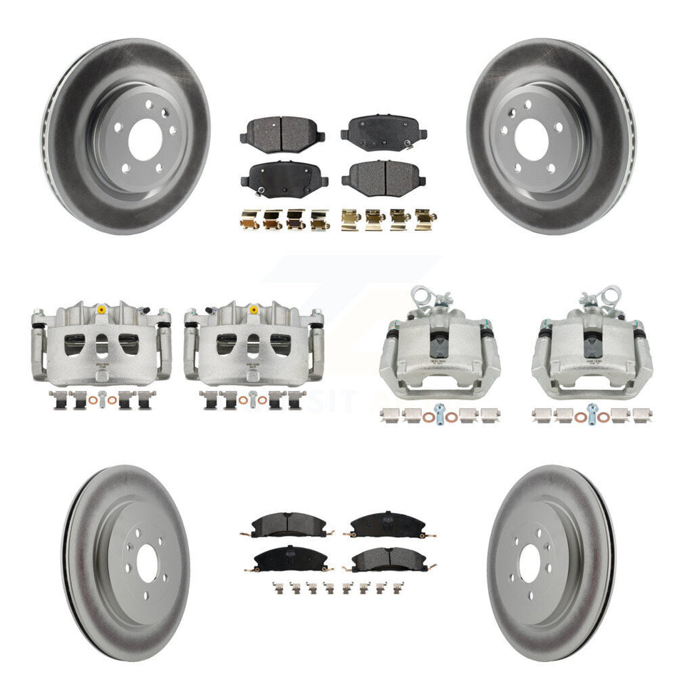 Front Rear Brake Caliper Coat Rotor Semi-Metallic Pad Kit (10Pc) For Ford Explorer Sport KCG-100879P