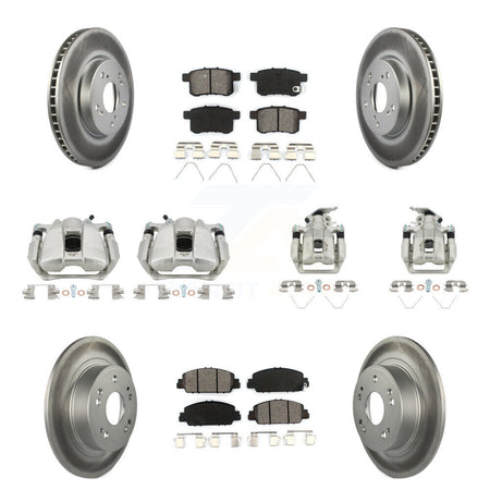 Front Rear Disc Brake Caliper Coat Rotor & Semi-Metallic Pad Kit (10Pc) For Honda Accord KCG-100879S