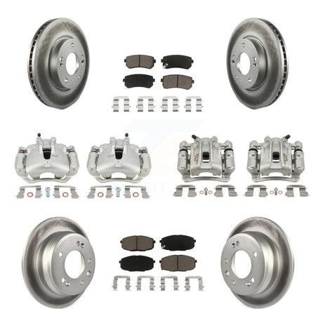 Front Rear Disc Brake Caliper Coat Rotors And Ceramic Pad Kit (10Pc) For Hyundai Elantra KCG-100880C