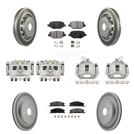 Front Rear Brake Caliper Coat Rotor & Semi-Metallic Pad Kit (10Pc) For Ford Explorer MKS KCG-100880P