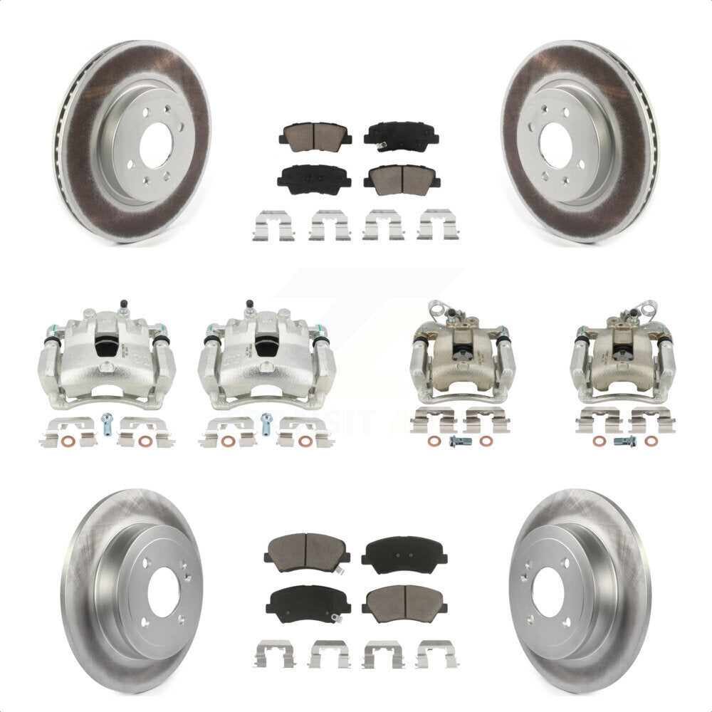 Front Rear Disc Brake Caliper Coated Rotors And Ceramic Pads Kit (10Pc) For Kia Rio KCG-100881C by Transit Auto