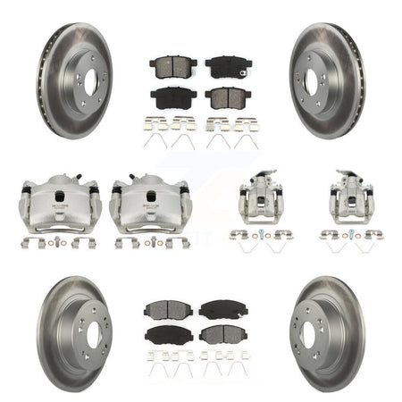 Front Rear Disc Brake Caliper Coat Rotor & Semi-Metallic Pad Kit (10Pc) For Honda Accord KCG-100881S