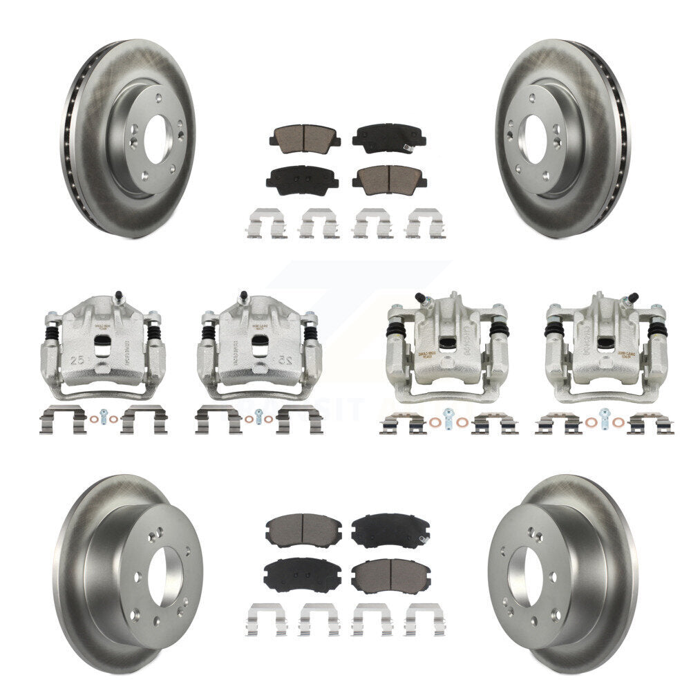 Front Rear Disc Brake Caliper Coat Rotor & Ceramic Pad Kit (10Pc) For 2012-2013 Kia Soul KCG-100884C