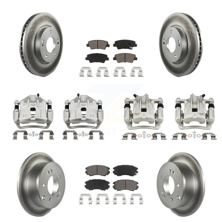 Front Rear Disc Brake Caliper Coat Rotor & Ceramic Pad Kit (10Pc) For 2012-2013 Kia Soul KCG-100884C