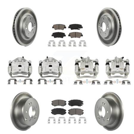 Front Rear Brake Caliper Coat Rotor & Ceramic Pad Kit (10Pc) For 2010-2011 Kia Soul 2.0L KCG-100885C
