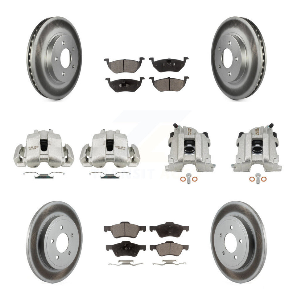 Front Rear Brake Caliper Coat Rotor And Semi-Metallic Pad Kit (10Pc) For Mercury Mariner KCG-100885P