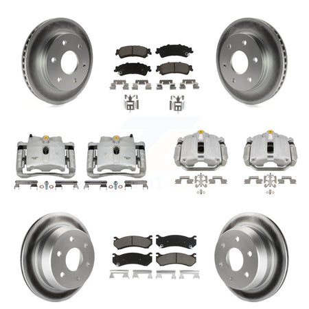 Front Rear Brake Caliper Coat Rotor & Ceramic Pad Kit (10Pc) For Chevrolet GMC Silverado KCG-100887C