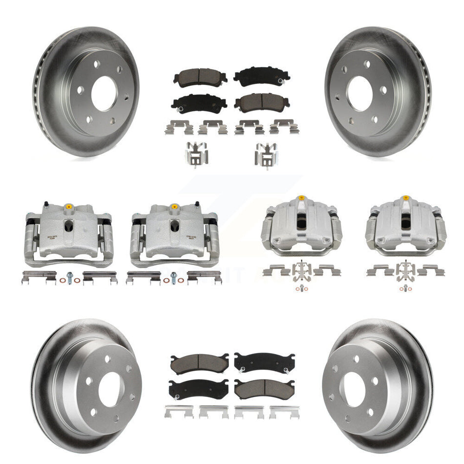 Front Rear Brake Caliper Coat Rotor & Ceramic Pad Kit (10Pc) For Chevrolet GMC Silverado KCG-100887C
