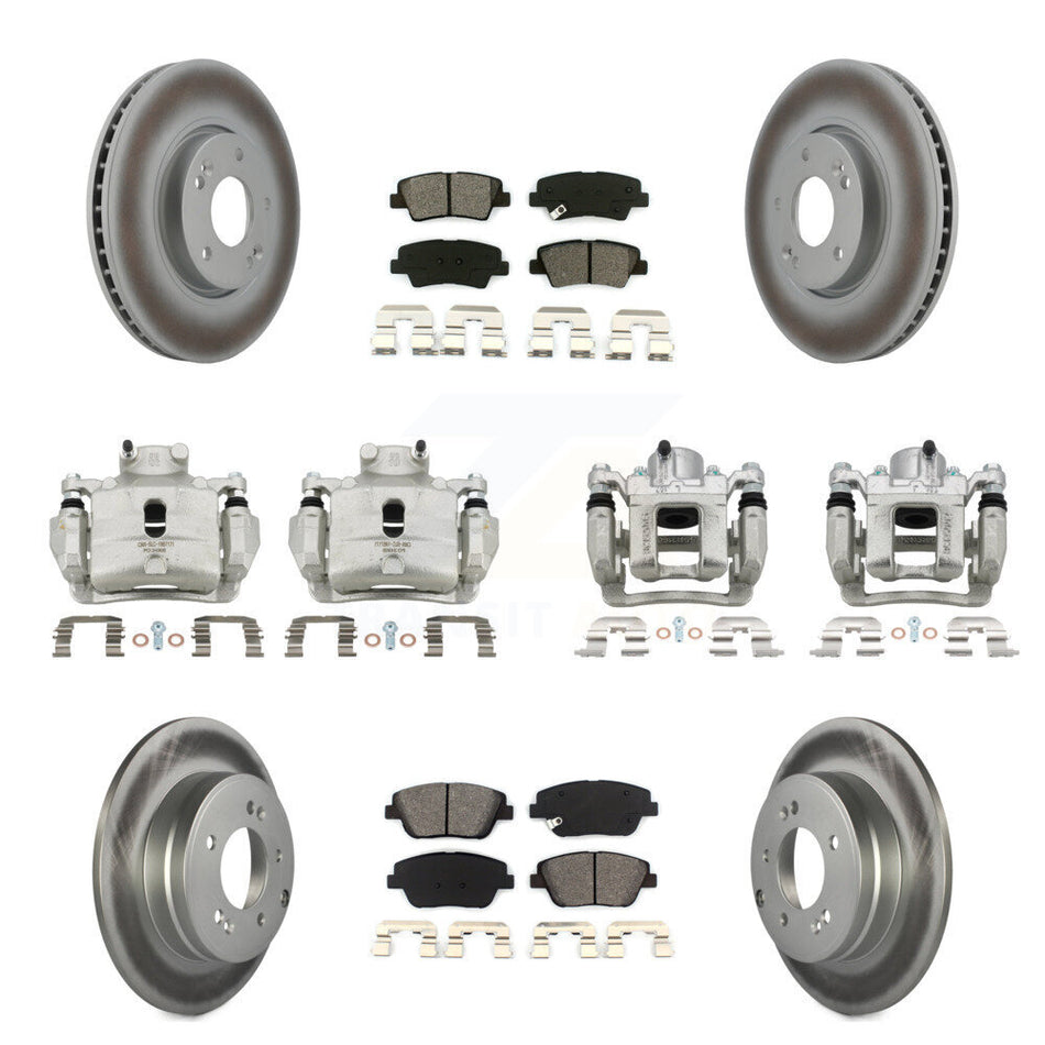 Front Rear Brake Caliper Coat Rotor Semi-Metallic Pad Kit (10Pc) For Hyundai Sonata 2.0L KCG-100887S