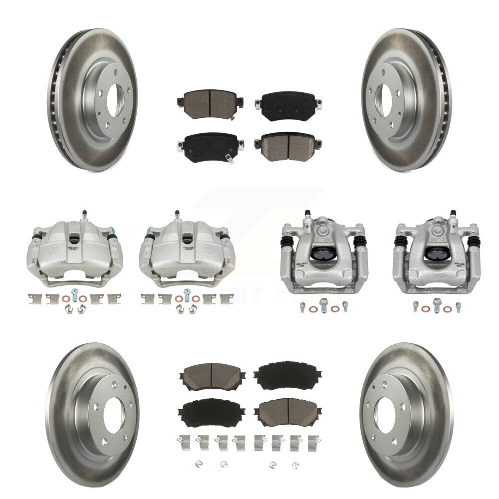 Front Rear Disc Brake Caliper Coated Rotors And Ceramic Pads Kit (10Pc) For Mazda 6 KCG-100888C