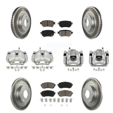 Front Rear Disc Brake Caliper Coated Rotors And Ceramic Pads Kit (10Pc) For Mazda 6 KCG-100888C