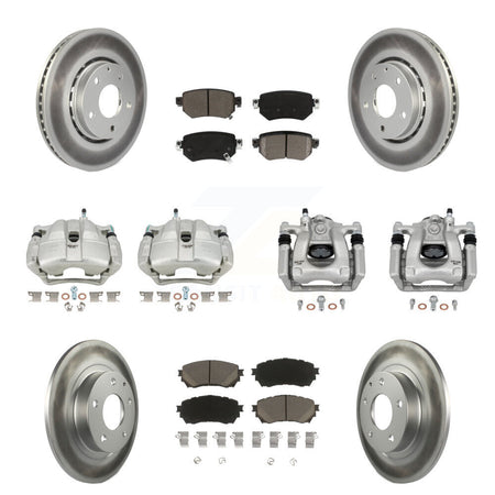 Front Rear Disc Brake Caliper Coated Rotors And Ceramic Pads Kit (10Pc) For Mazda 6 KCG-100889C