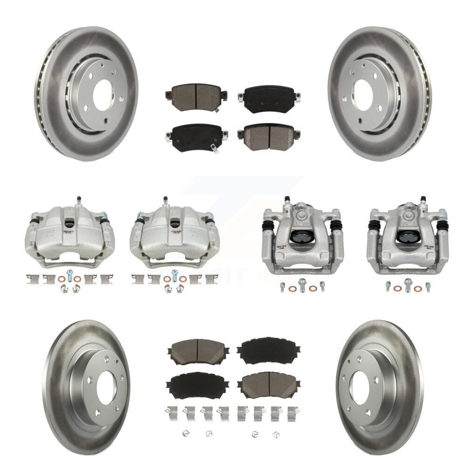 Front Rear Disc Brake Caliper Coated Rotors And Ceramic Pads Kit (10Pc) For Mazda 6 KCG-100889C
