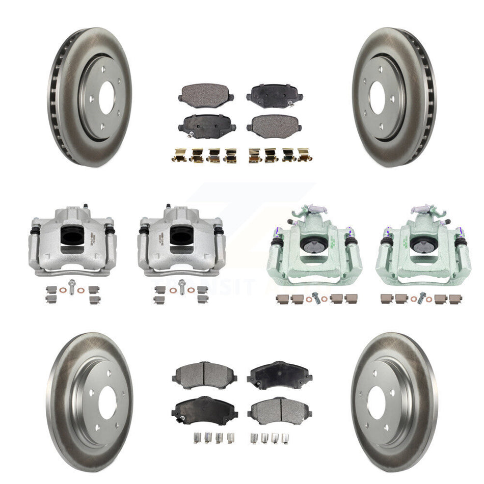 Front Rear Disc Brake Caliper Coated Rotors And Semi-Metallic Pad Kit (10Pc) For Ram C/V KCG-100889P