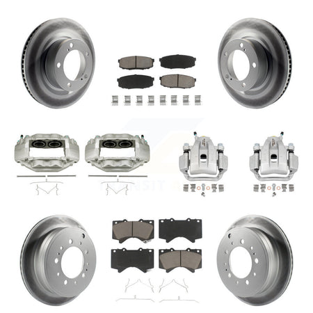 Front Rear Brake Caliper Coat Rotor And Ceramic Pad Kit (10Pc) For Toyota Tundra Sequoia KCG-100890C