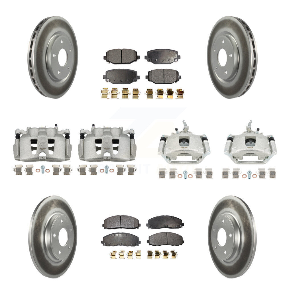 Front Rear Brake Caliper Coat Rotor Semi-Metallic Pad Kit (10Pc) For 14-20 Dodge Journey KCG-100890P