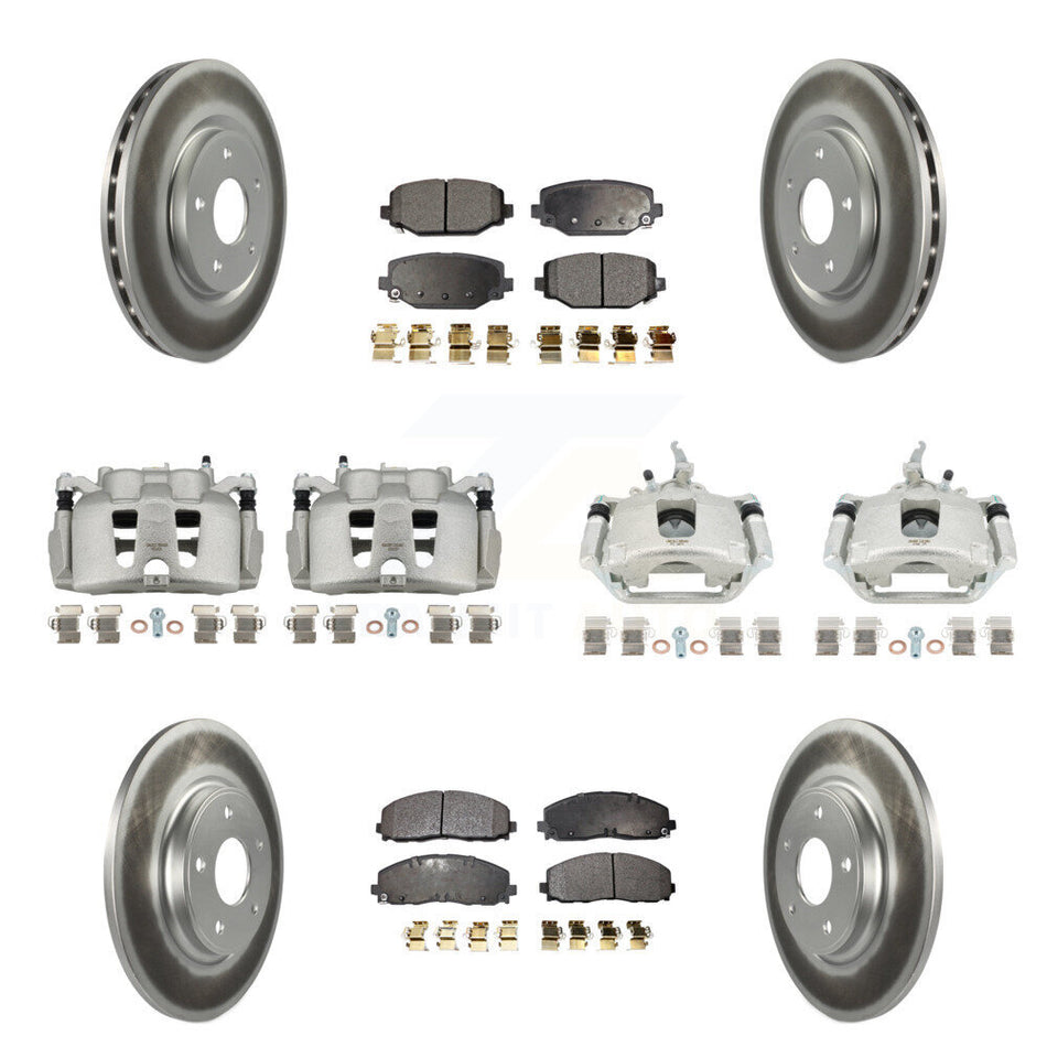 Front Rear Brake Caliper Coat Rotor Semi-Metallic Pad Kit (10Pc) For 14-20 Dodge Journey KCG-100890P