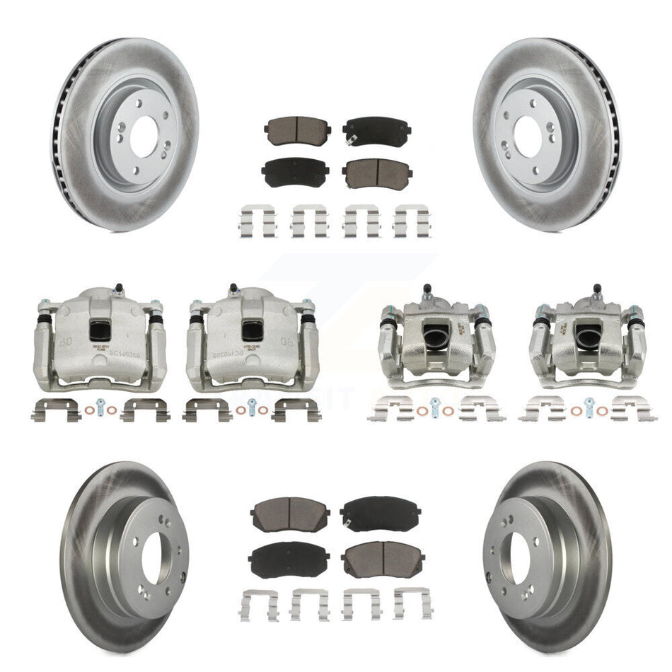 Front Rear Disc Brake Caliper Coated Rotor And Ceramic Pad Kit (10Pc) For Hyundai Tucson KCG-100891C