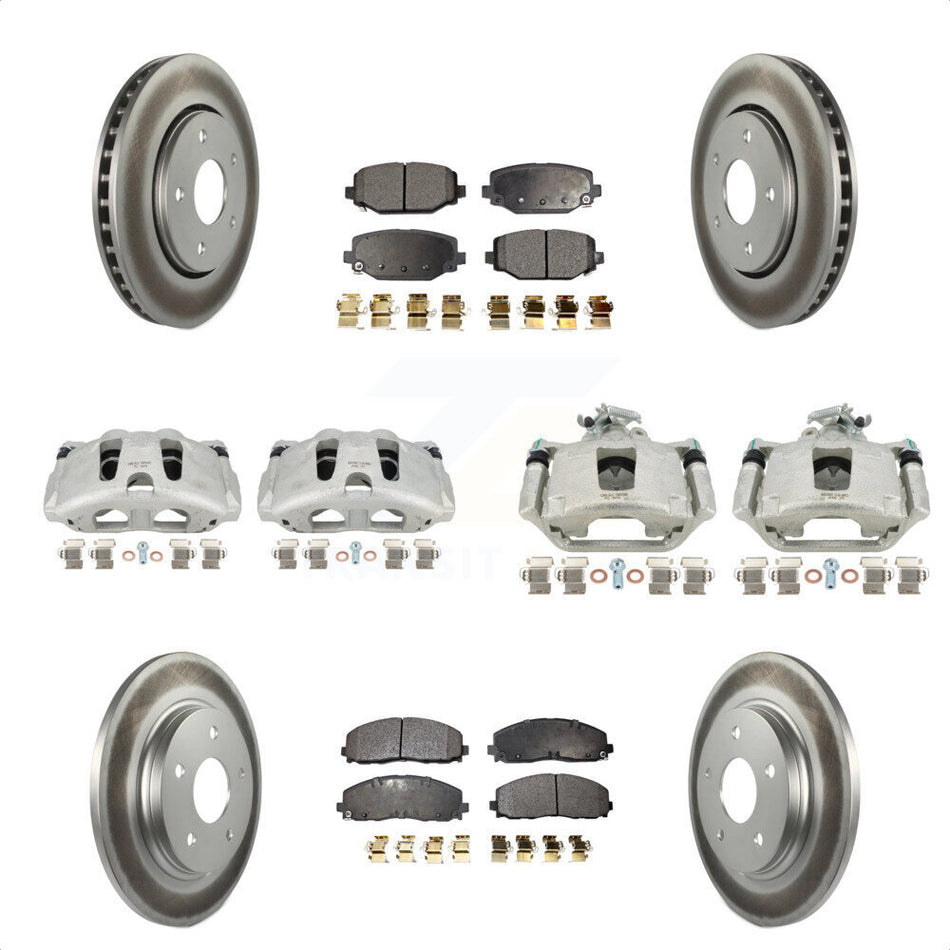 Front Rear Disc Brake Caliper Coated Rotors And Semi-Metallic Pads Kit (10Pc) For 2017-2018 Dodge Grand Caravan With Single Piston KCG-100892P by Transit Auto