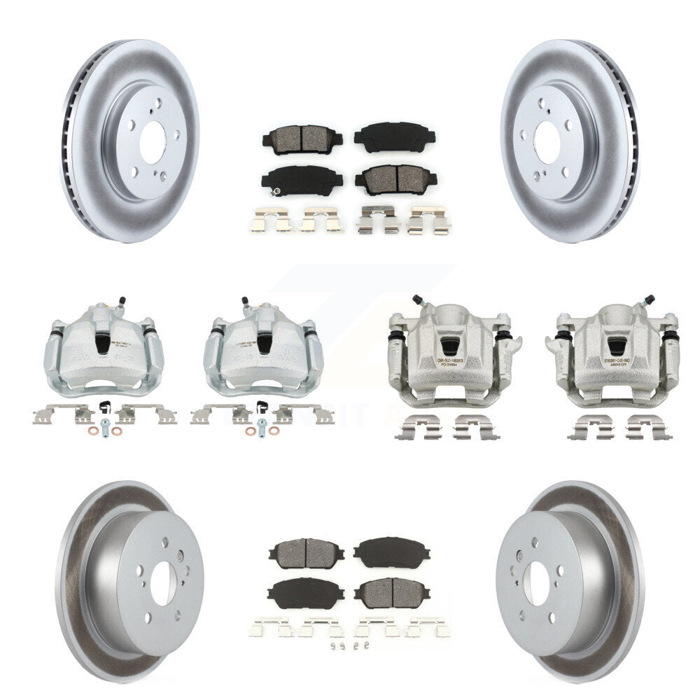 Front Rear Brake Caliper Coat Rotor Semi-Metallic Pad Kit (10Pc) For 04-10 Toyota Sienna KCG-100892S