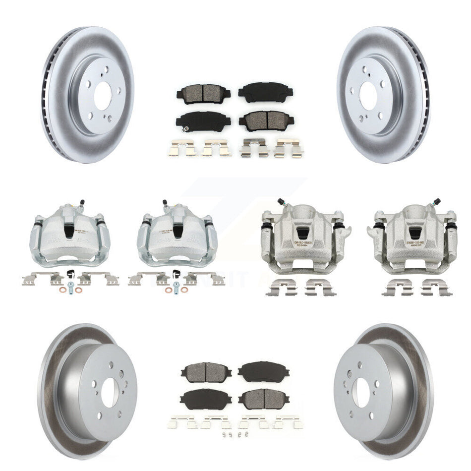 Front Rear Brake Caliper Coat Rotor Semi-Metallic Pad Kit (10Pc) For 04-10 Toyota Sienna KCG-100892S