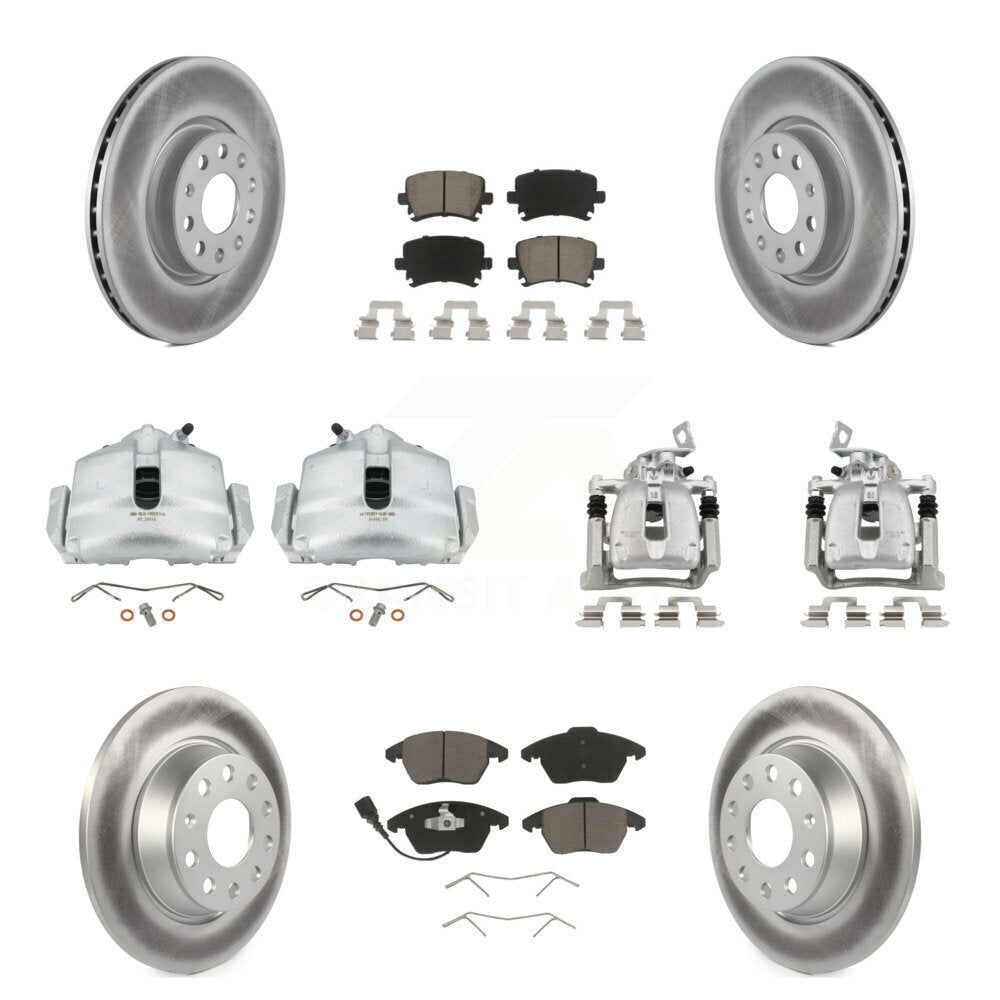 Front Rear Brake Caliper Coat Rotor & Ceramic Pad Kit (10Pc) For 2012 Volkswagen CC 2.0L KCG-100893C
