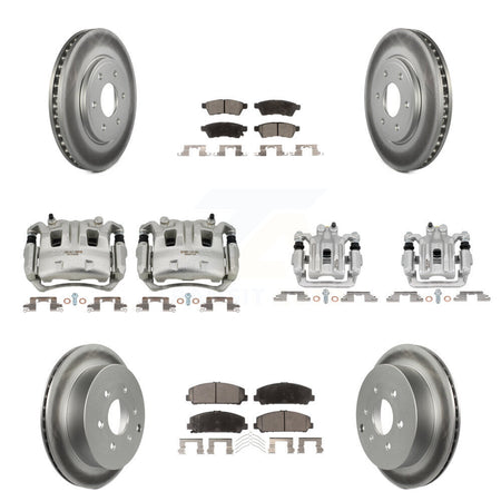 Front Rear Disc Brake Caliper Coat Rotor Semi-Metallic Pad Kit (10Pc) For Suzuki Equator KCG-100894P