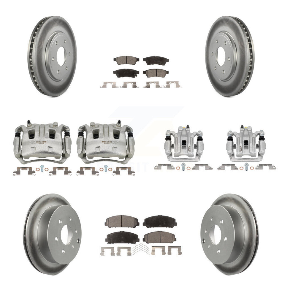 Front Rear Disc Brake Caliper Coat Rotor Semi-Metallic Pad Kit (10Pc) For Suzuki Equator KCG-100894P