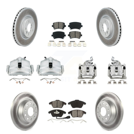 Front Rear Brake Caliper Coat Rotors Semi-Metallic Pad Kit (10Pc) For Volkswagen CC 2.0L KCG-100894S
