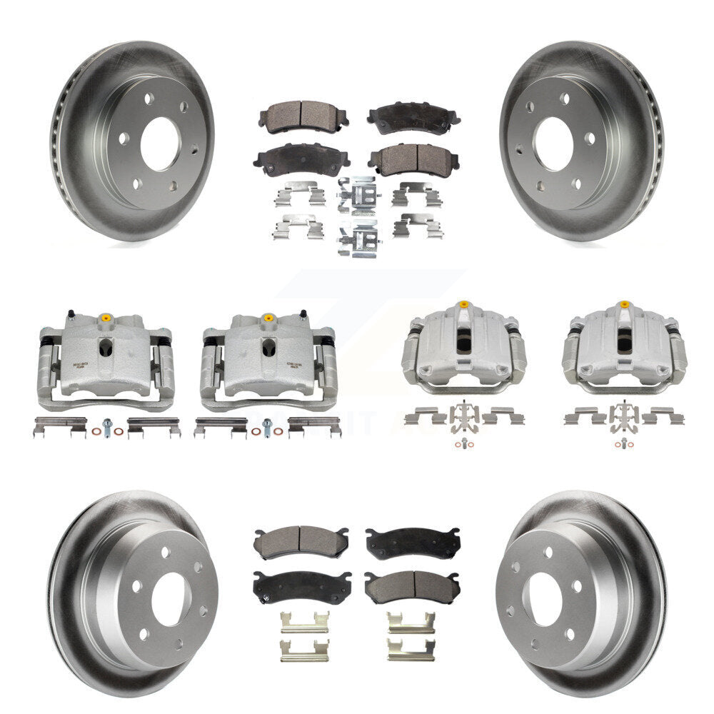 Front Rear Brake Caliper Coat Rotor & Ceramic Pad Kit (10Pc) For Chevrolet GMC Silverado KCG-100894T
